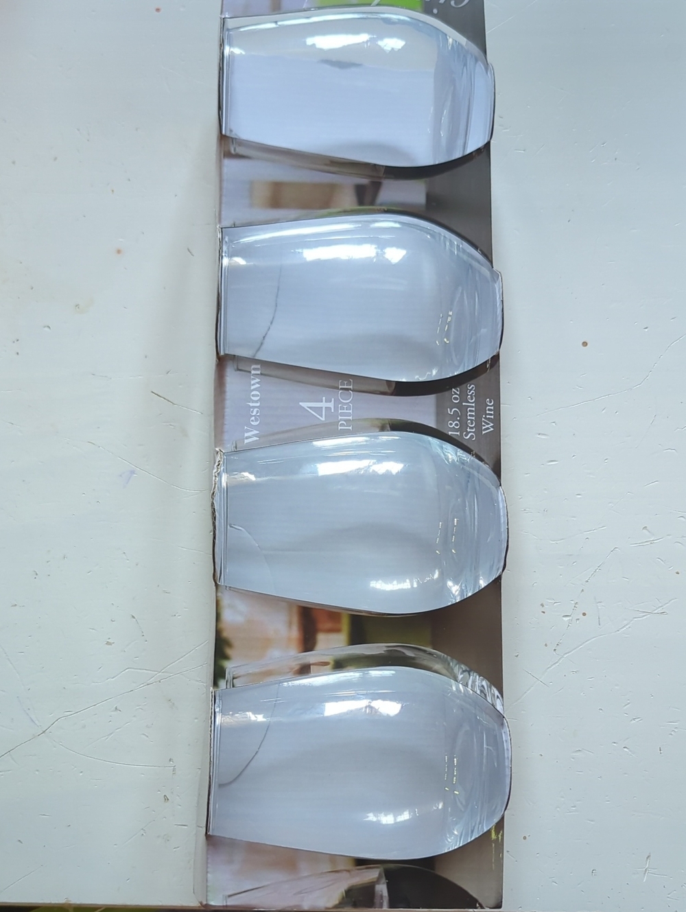 New Westown 4 Stemless Clear  Wine Glasses